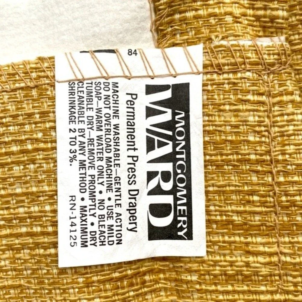 VTG Two (2) Montgomery Ward Permanent Press Drapery Panels Amber 24